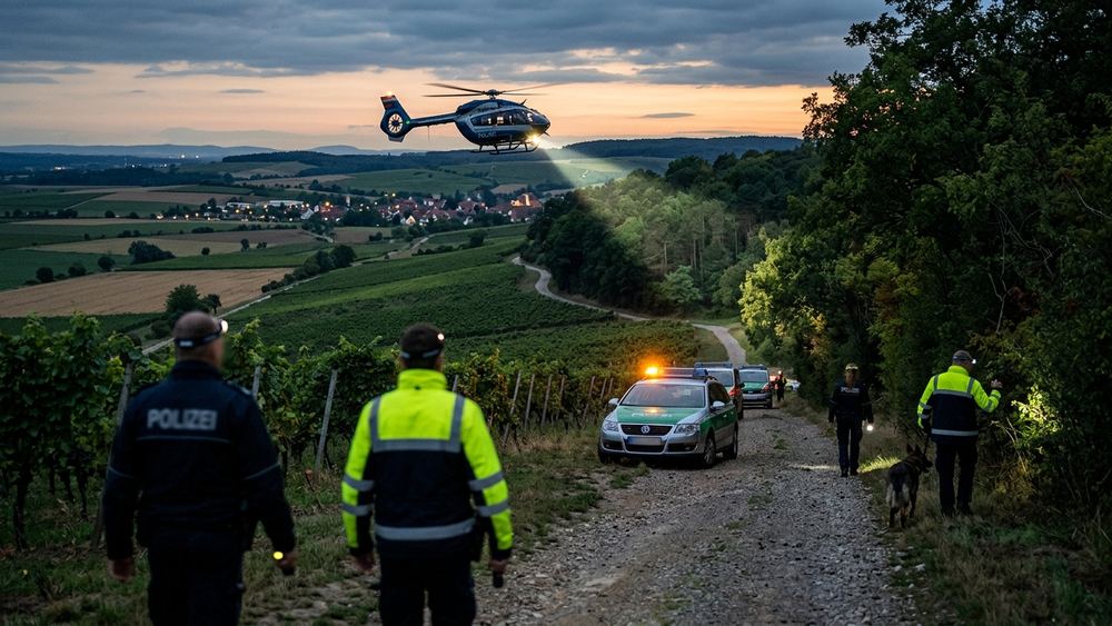 Polizeihubschrauber bei Vermisstensuche in Ilbesheim im Einsatz