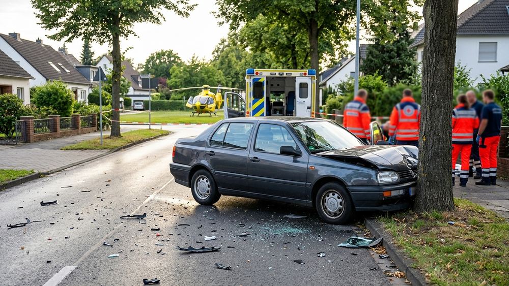 75-Jähriger bei Alleinunfall in Viersen-Süchteln lebensgefährlich verletzt