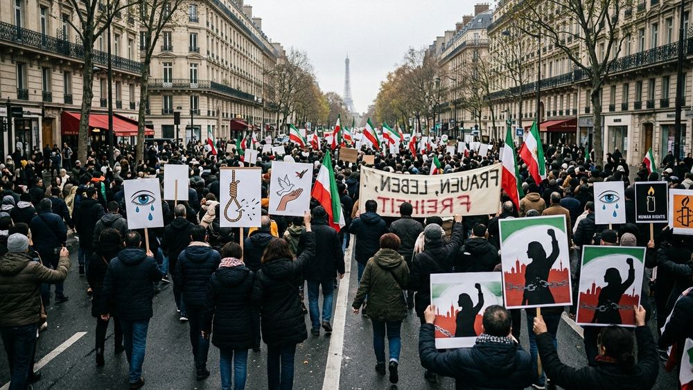Trotz Verbots: Zehntausende demonstrieren in Paris gegen Irans Hinrichtungen