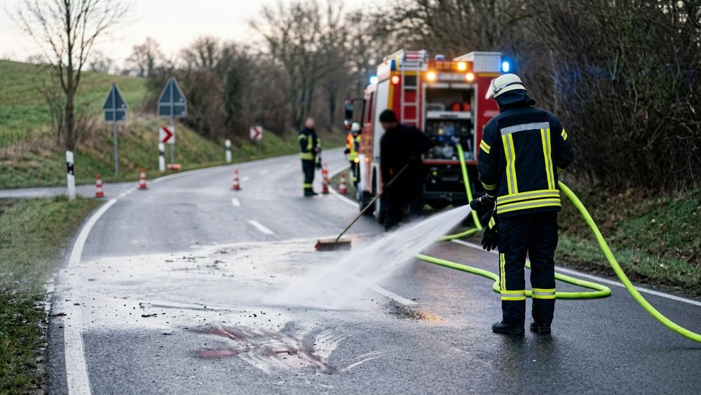 Fahrbahn nach Wildunfall in Weinheim gereinigt