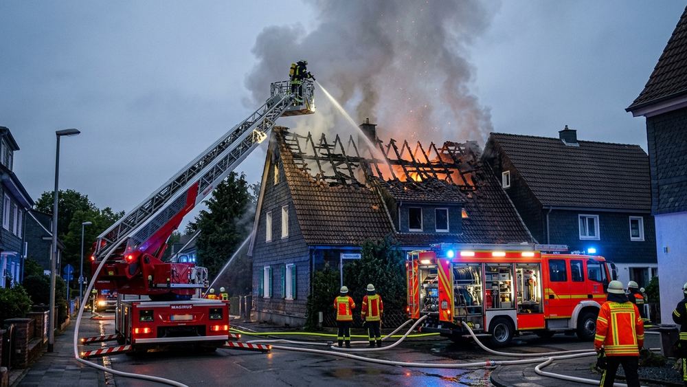 Dachstuhlbrand in Solingen: Feuerwehr verhindert Übergreifen auf Nachbarhaus