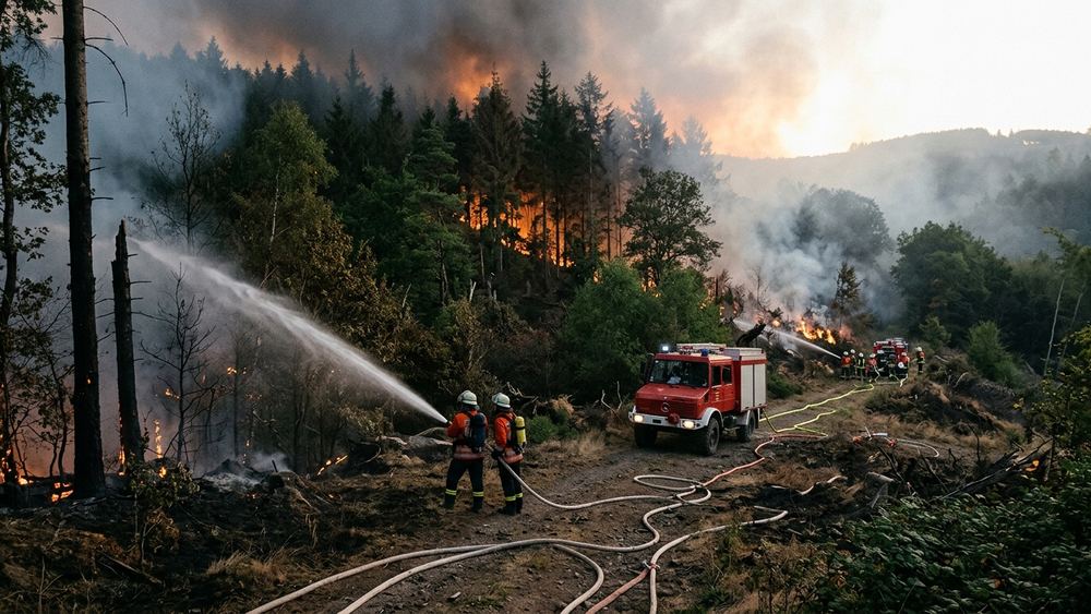 Hürtgenwald: Löscharbeiten gegen Waldbrand dauern an